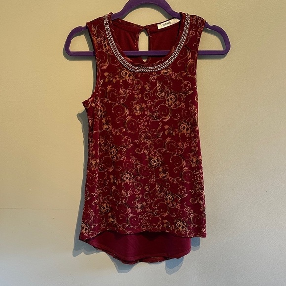 Ricki's Tops - 🌸Ricki's Burgundy Floral Sleeveless Blouse